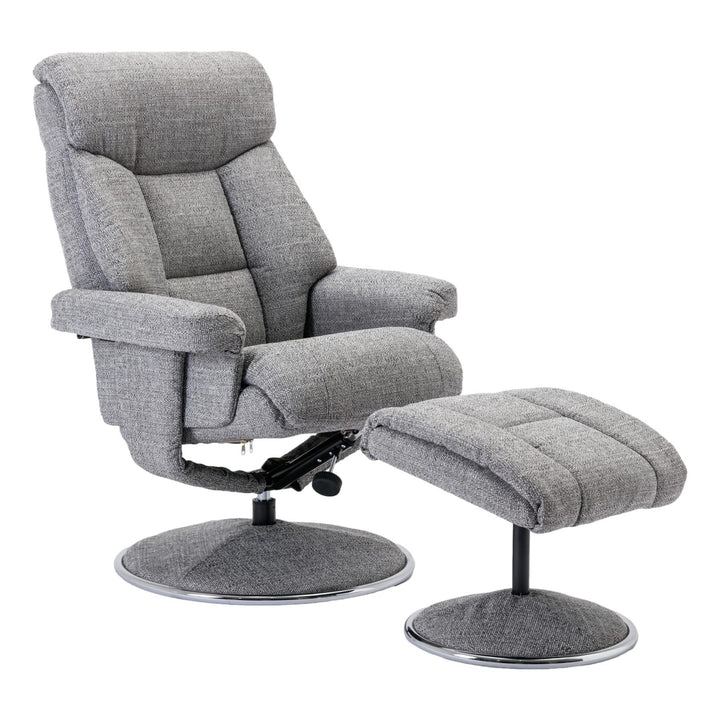 The Biarritz - Swivel Recliner Chair & Matching Footstool in Lisbon Rock Fabric - image 1