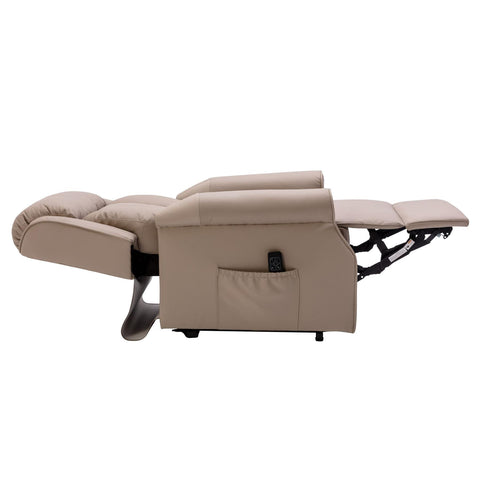The Darwin - Dual Motor Riser Recliner Mobility Arm Chair in Taupe Genuine Leather - image 7