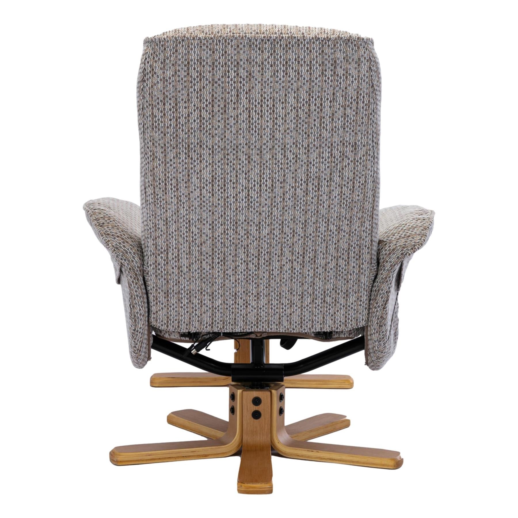 The Alexandria Swivel Recliner Chair & Footstool - Heat & Massage - Wheat Fabric - Refurbished