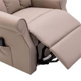 The Darwin - Dual Motor Riser Recliner Mobility Arm Chair in Taupe Genuine Leather - thumbnail 8