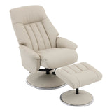 The Lyon - Genuine Leather Swivel Recliner Chair & Footstool in Mushroom - thumbnail 5