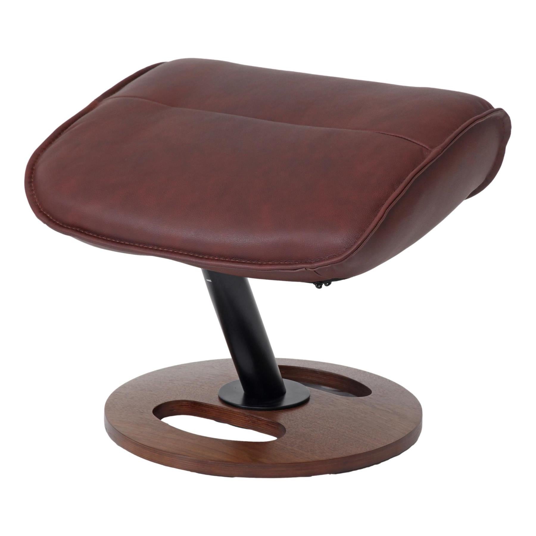 The Newton Swivel Recliner Chair & Matching Footstool – Chestnut Leather - Refurbished