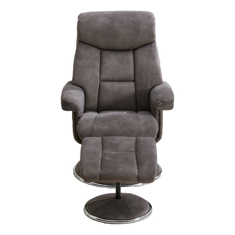 The Biarritz - Swivel Recliner Chair & Matching Footstool in Charcoal Grey Fabric - image 6
