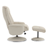 The Lyon - Genuine Leather Swivel Recliner Chair & Footstool in Mushroom - thumbnail 6