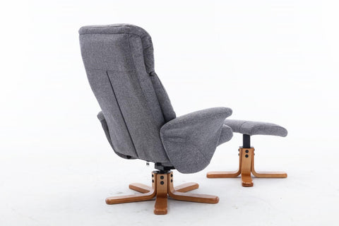 Marseille Swivel Recliner Chair and Footstool in Slate Fabric - image 5