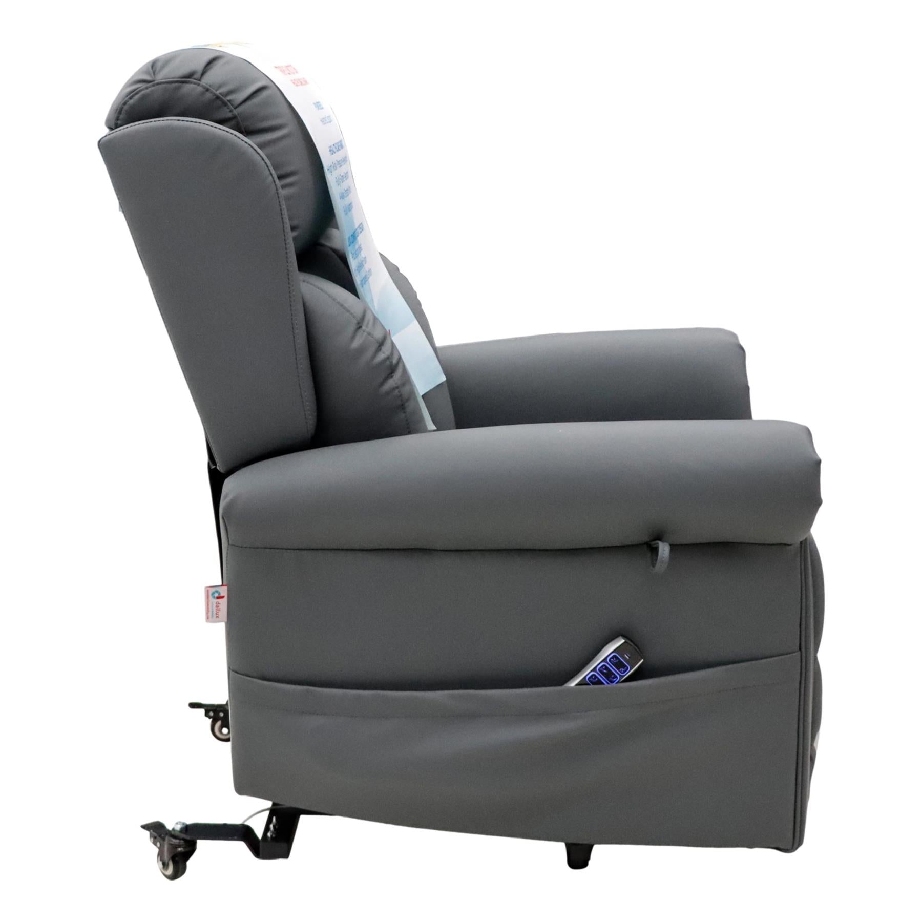 Nevis Healthcare – Triple Motor Riser Recliner Mobility Chair in Slate 4-Way Stretch Faux Leather