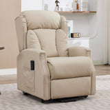 Banff Quad Motor Riser Recliner Lift Chair in Stone Genuine Leather - thumbnail 6