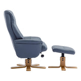 The Hawaii - Swivel Recliner Chair & Matching Footstool in Petrol Blue Leather - Refurbished - thumbnail 6