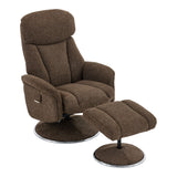 Sahara Swivel Recliner and Footstool in Espresso Fabric