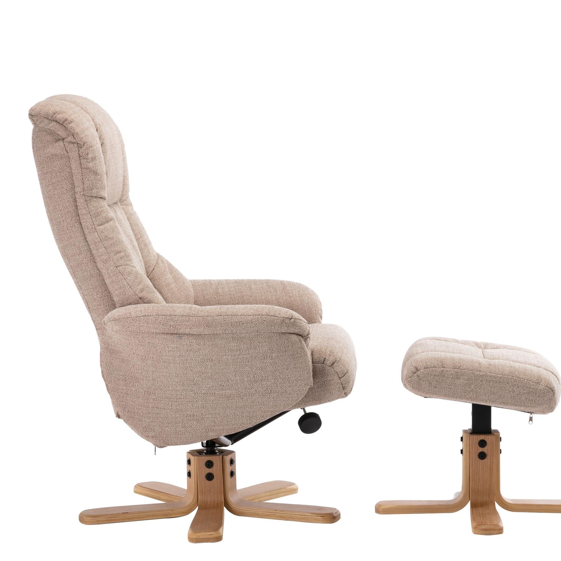 Cairo Swivel Recliner Chair & Footstool in Wheat Lisbon Fabric - Refurbished Sale