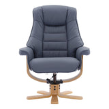 The Sardinia - Swivel Recliner Chair & Footstool in Petrol Blue Genuine Leather - thumbnail 5