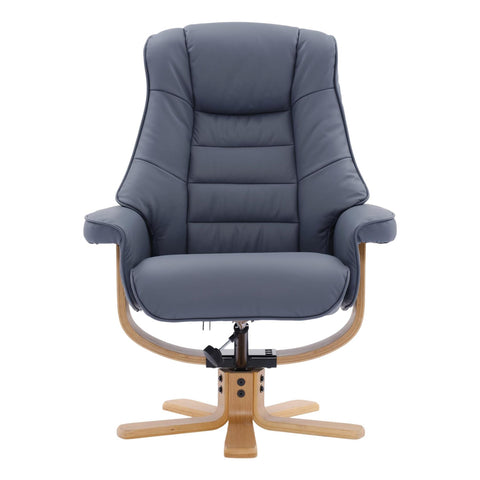 The Sardinia - Swivel Recliner Chair & Footstool in Petrol Blue Genuine Leather - image 5