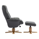 The Dubai - Swivel Recliner Chair & Footstool in Cinder Plush Faux Leather - Refurbished - thumbnail 3