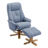 The Dubai - Swivel Recliner Chair & Matching Footstool in Lisbon Marine Fabric