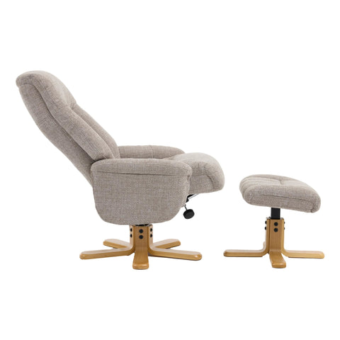 The Paris Swivel Recliner Chair & Footstool in Oat Fabric - image 6
