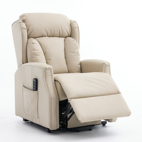 Banff Quad Motor Riser Recliner Lift Chair in Stone Genuine Leather - image 3