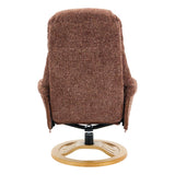 Aruba Swivel Recliner Chair in Copperblush Brown Fabric with Matching Footstool - thumbnail 7