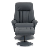 The Lyon - Genuine Leather Swivel Recliner Chair & Footstool in Petrol Blue - thumbnail 4
