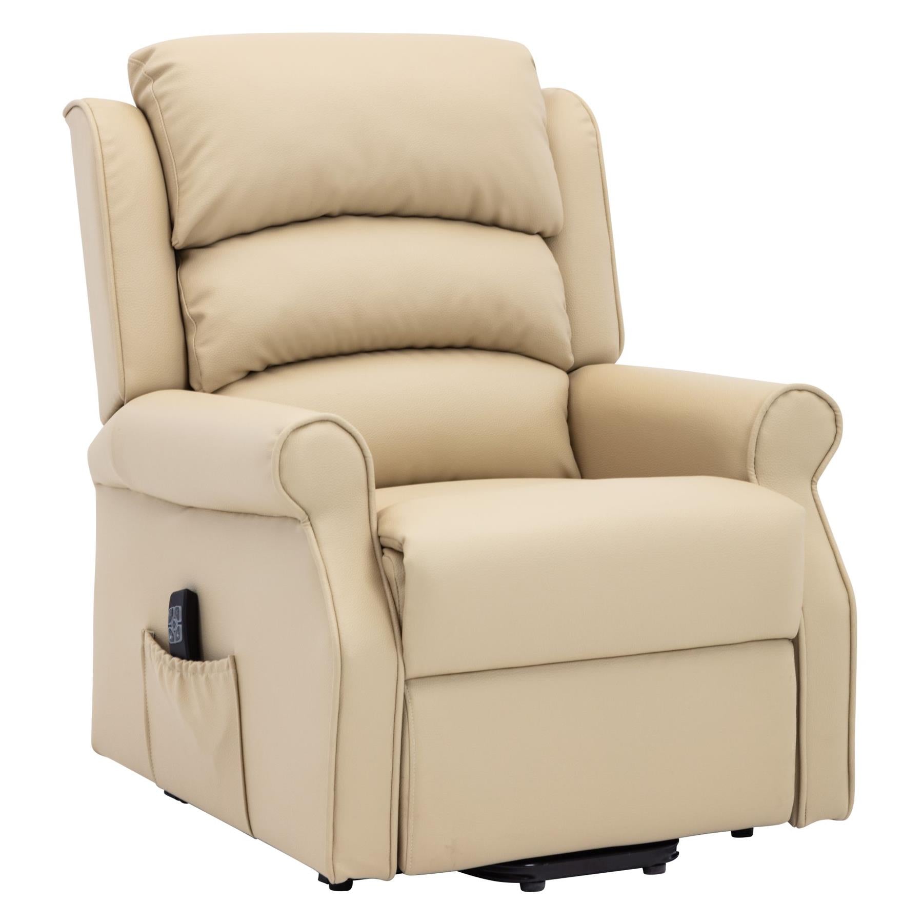 The Perth - Dual Motor Riser Recliner Mobility Chair in Cream Plush Faux Leather