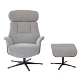 Stratford Swivel Recliner Chair in Champagne Fabric with Matching Footstool - thumbnail 4