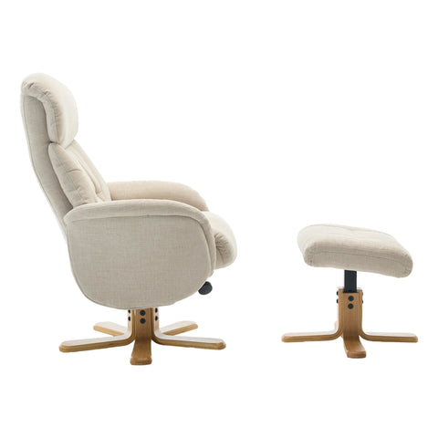 The Eden Swivel Recliner Chair & Matching Footstool  in Seashell Fabric - image 4