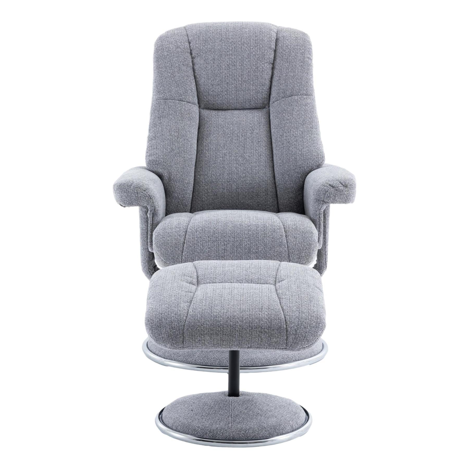 The Denver - Swivel Recliner Chair & Matching Footstool in Cha Cha Dove Fabric