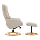 The Mandalay Swivel Recliner Chair & Footstool in Mushroom Genuine Leather - Refurbished - Assembled - thumbnail 4
