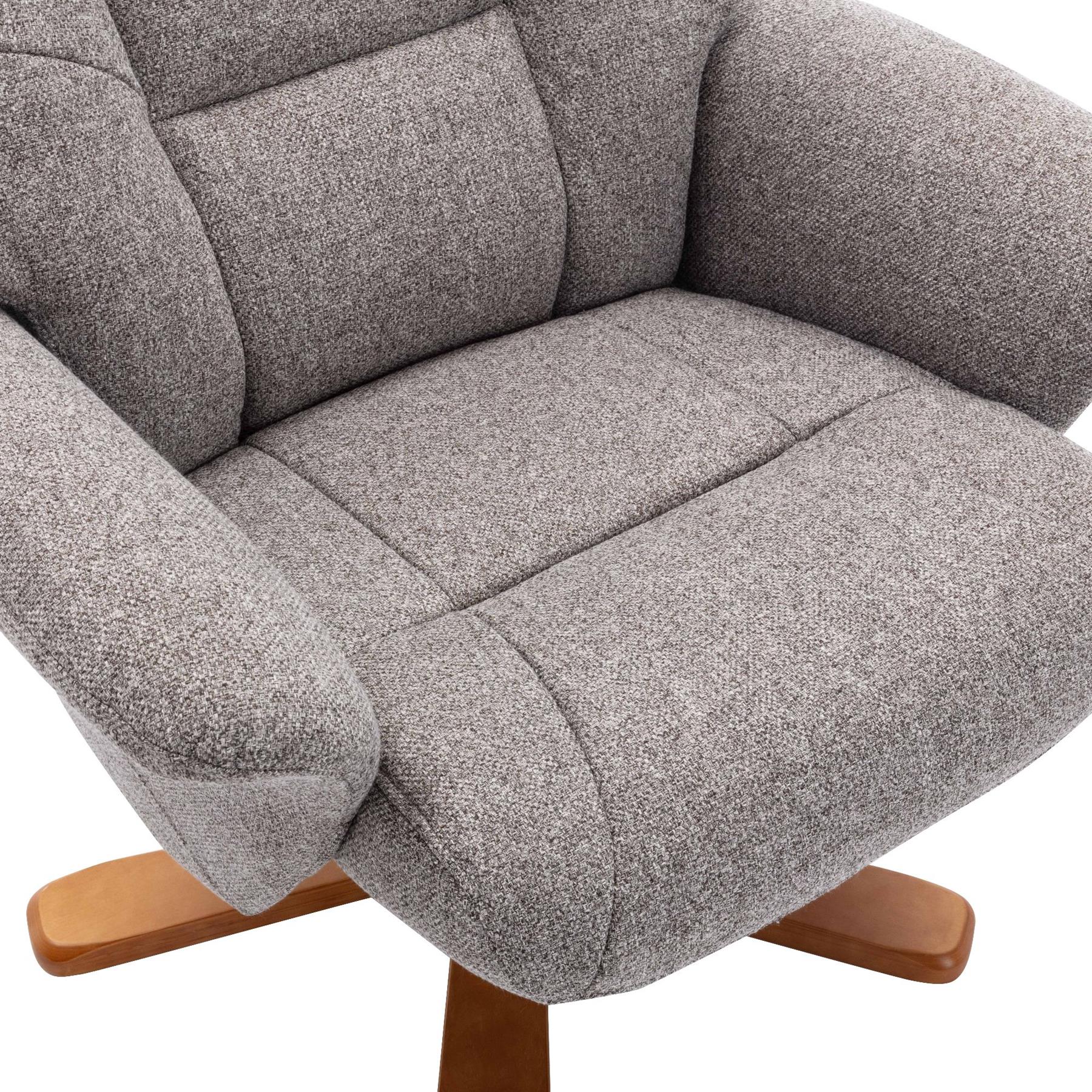 Marseille Swivel Recliner Chair and Footstool in Fossil Fabric