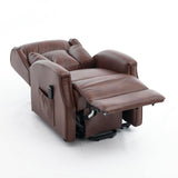 Banff Quad Motor Riser Recliner Lift Chair in Umber Genuine Leather - thumbnail 4