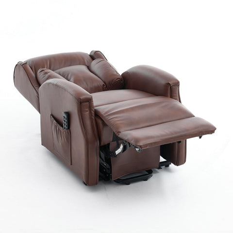 Banff Quad Motor Riser Recliner Lift Chair in Umber Genuine Leather - image 4
