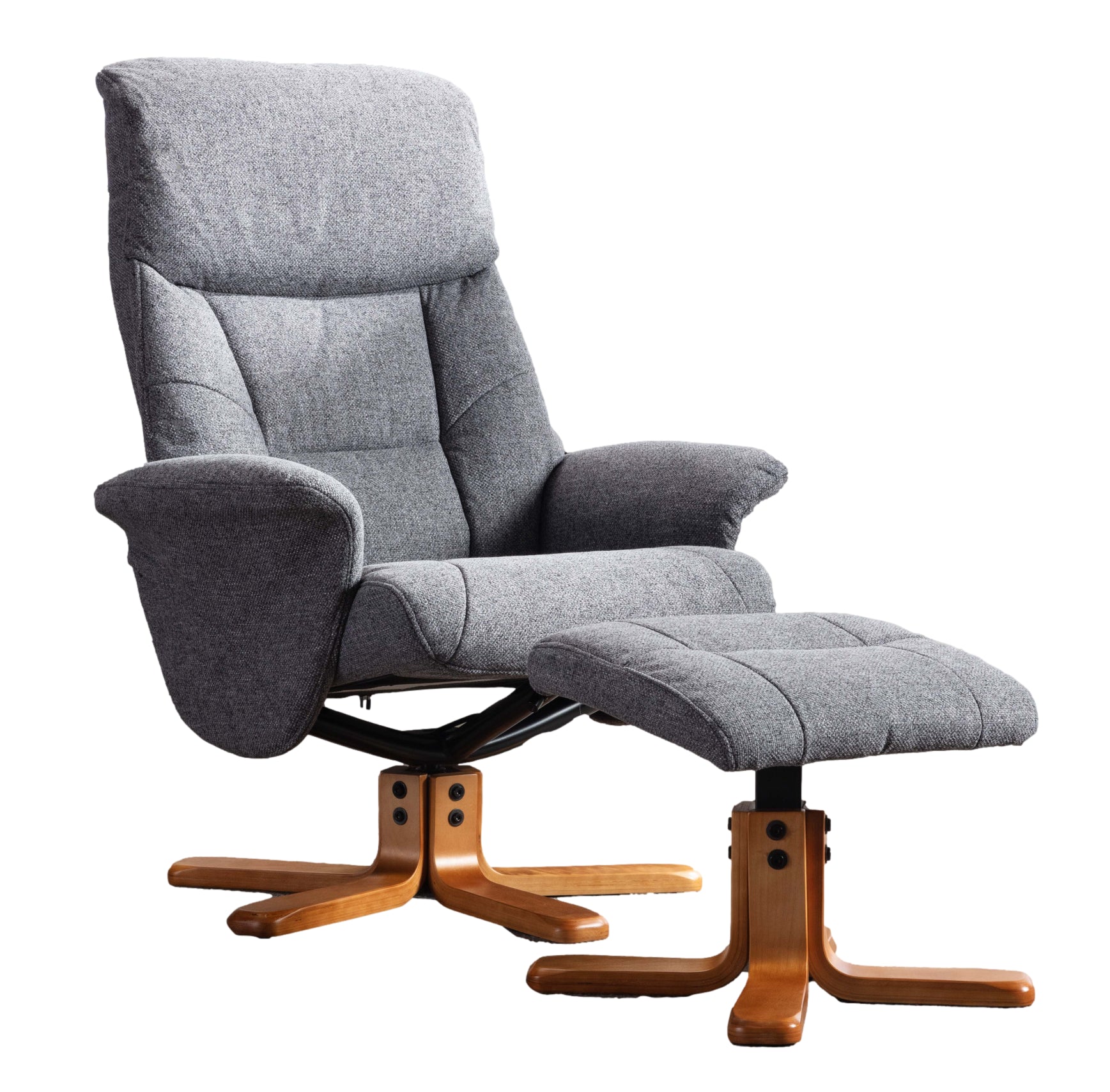 Marseille Swivel Recliner Chair and Footstool in Slate Fabric