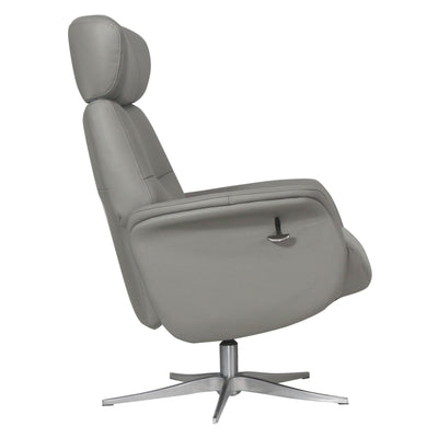 Panama in Husky Grey Genuine Leather Swivel Recliner Chair - Refurbished - Minor Damage