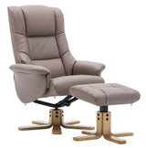 The Florence, Swivel Recliner Chair & Footstool in Earth PU Faux Leather