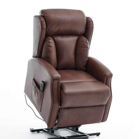 Banff Quad Motor Riser Recliner Lift Chair in Umber Genuine Leather - image 5