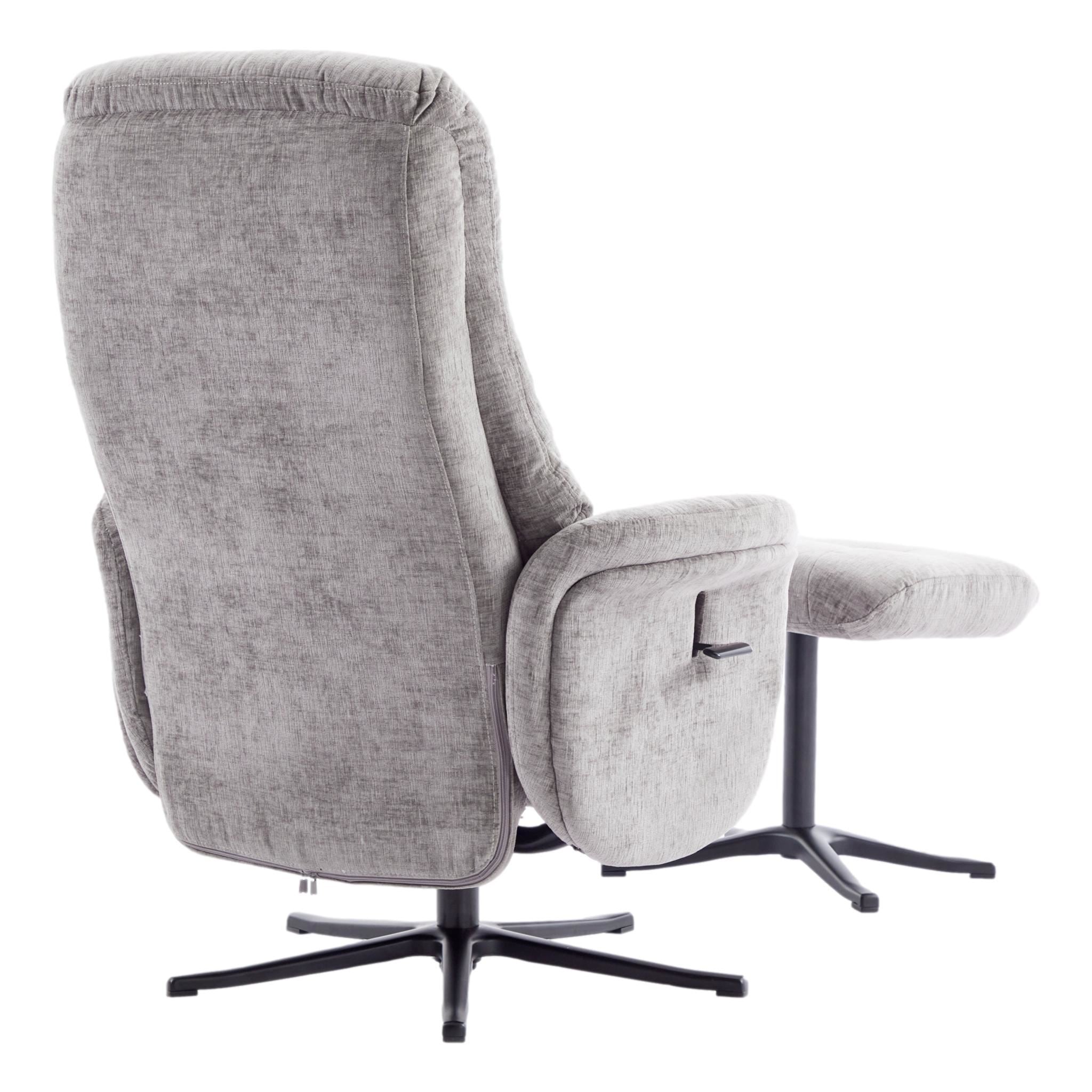 The Nevada Swivel Recliner Chair & Matching Footstool in Cloud Fabric