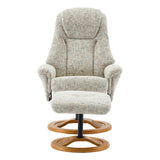 Aruba Swivel Recliner Chair in Frost Cream Fabric with Matching Footstool - thumbnail 3