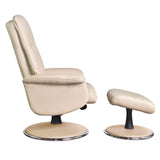 The Kansas Genuine Leather Swivel Recliner Chair in Cream with Match base - Refurbished