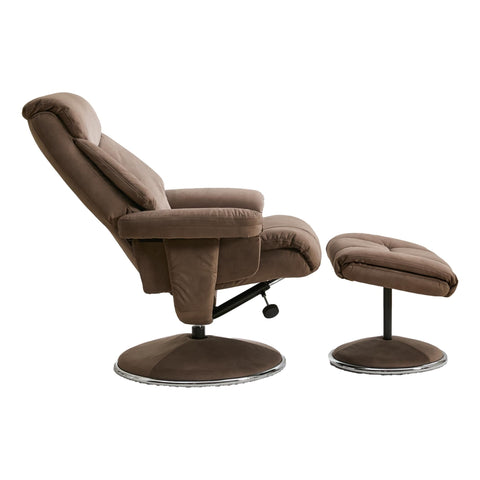 The Biarritz - Swivel Recliner Chair & Matching Footstool in Lisbon Silver Fabric - image 3