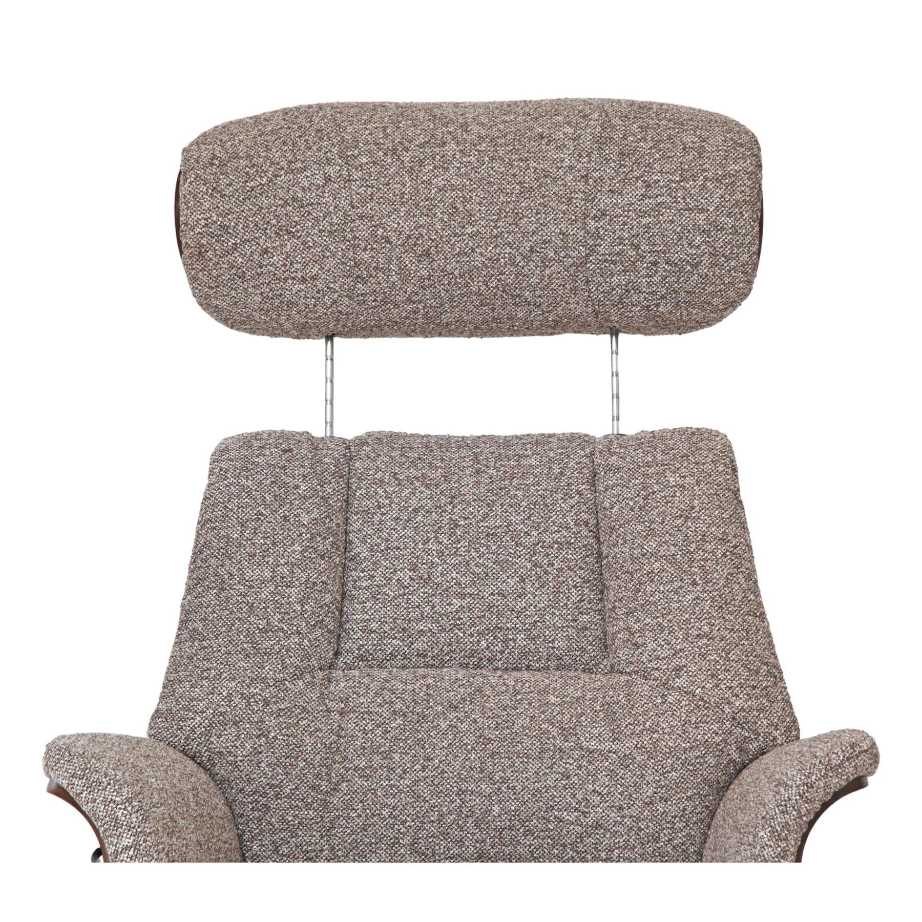 Stratford Swivel Recliner Chair in Coffee Fabric with Matching Footstool