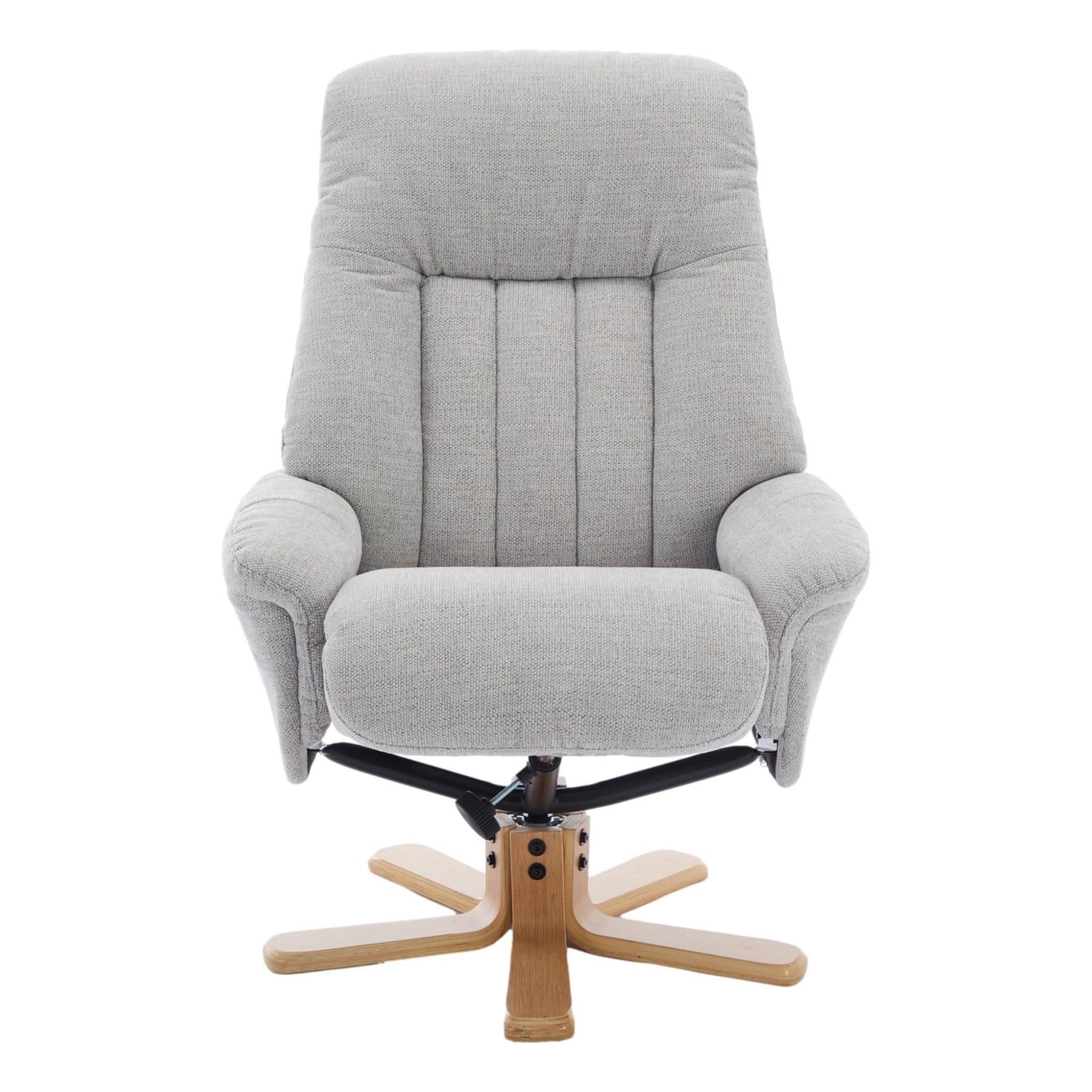 The Paris Swivel Recliner Chair & Footstool in Lille Cloud Fabric - Refurbished