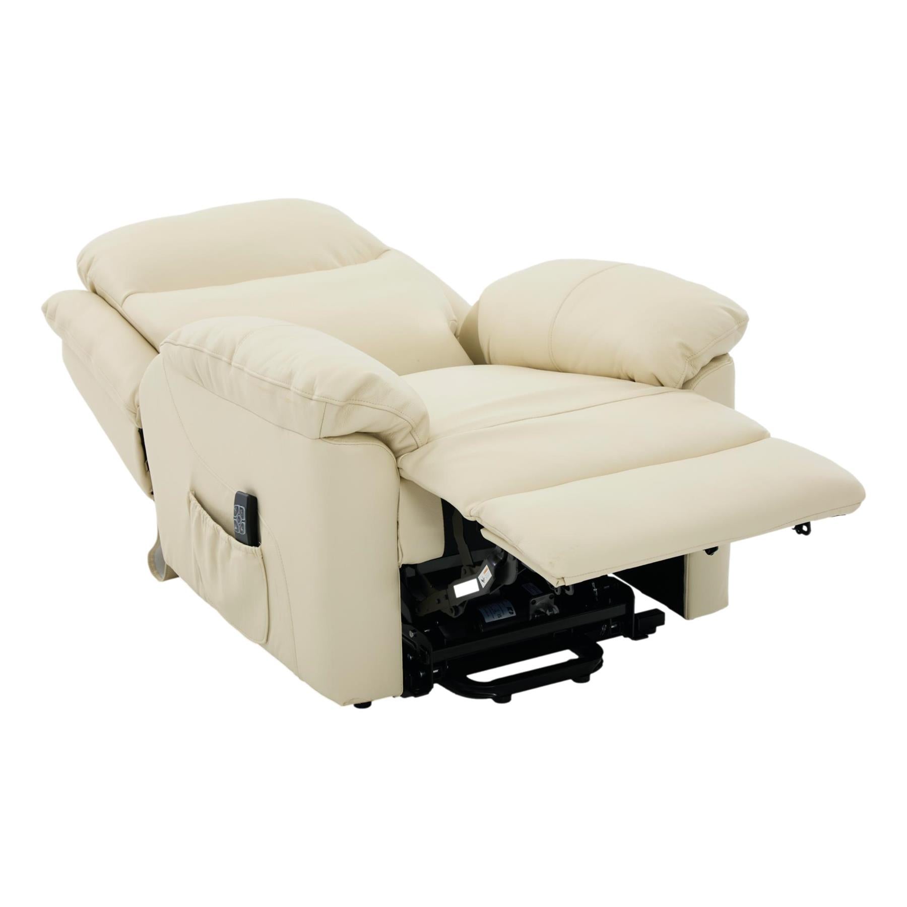 The Devon - Dual Motor Mobility Riser Recliner Arm Chair - Cream Genuine Leather