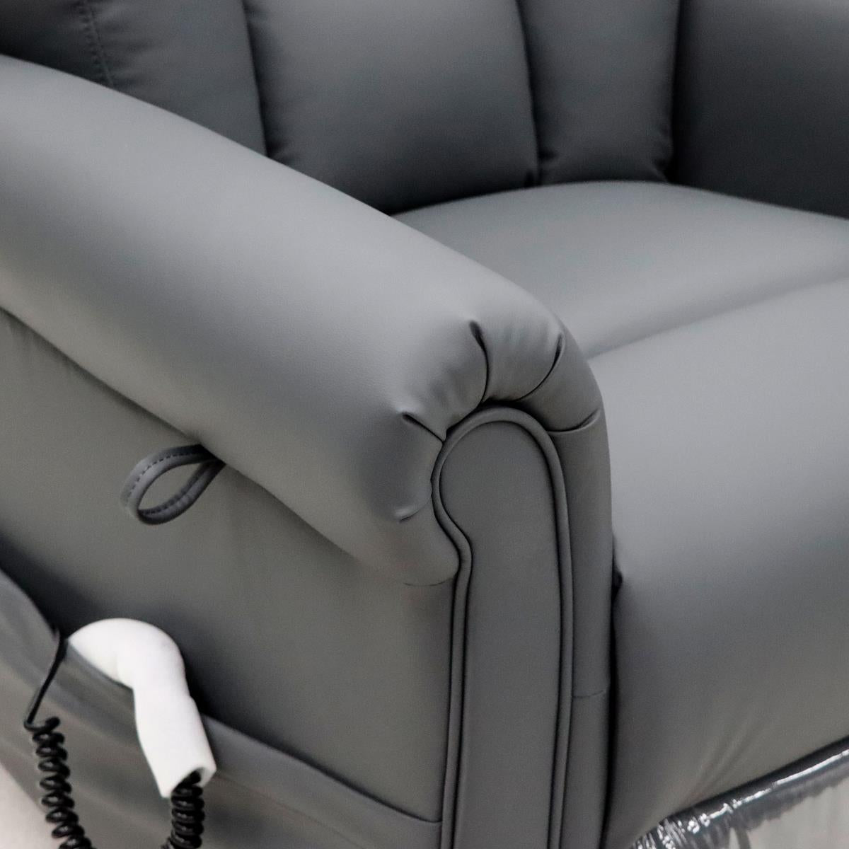 Nevis Healthcare – Triple Motor Riser Recliner Mobility Chair in Slate 4-Way Stretch Faux Leather