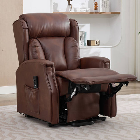 Banff Quad Motor Riser Recliner Lift Chair in Umber Genuine Leather - image 10