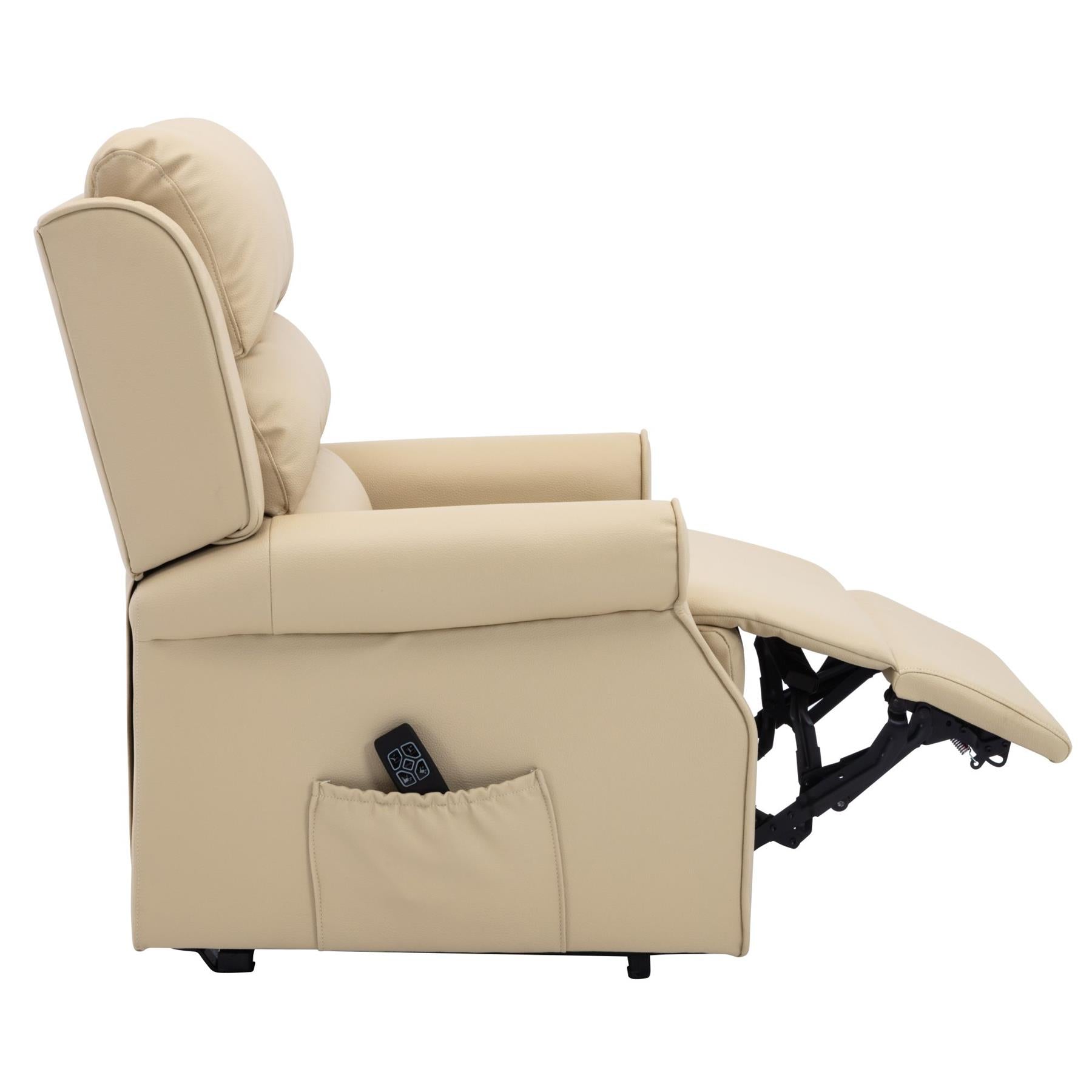 The Perth - Dual Motor Riser Recliner Mobility Chair in Cream Plush Faux Leather - Refurbished