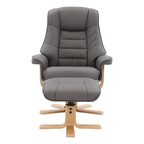 The Sardinia - Swivel Recliner Chair & Footstool in Cinder Genuine Leather - Refurbished - image 4
