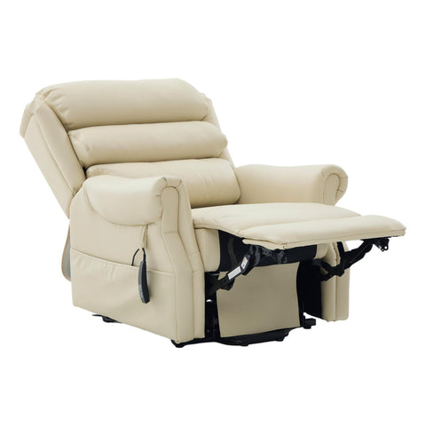 The Carlton Genuine Leather Riser Recliner in Cream - Dual Motor Mobility Chair - image 6