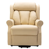 The Darwin - Dual Motor Riser Recliner Mobility Arm Chair in Cream Genuine Leather - Minor Damage - thumbnail 2