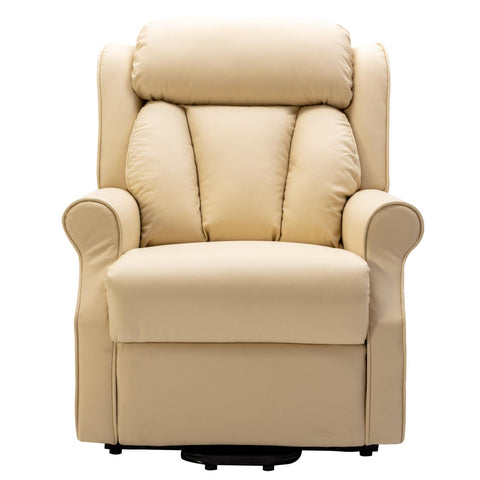 The Darwin - Dual Motor Riser Recliner Mobility Arm Chair in Cream Genuine Leather - Minor Damage - image 2