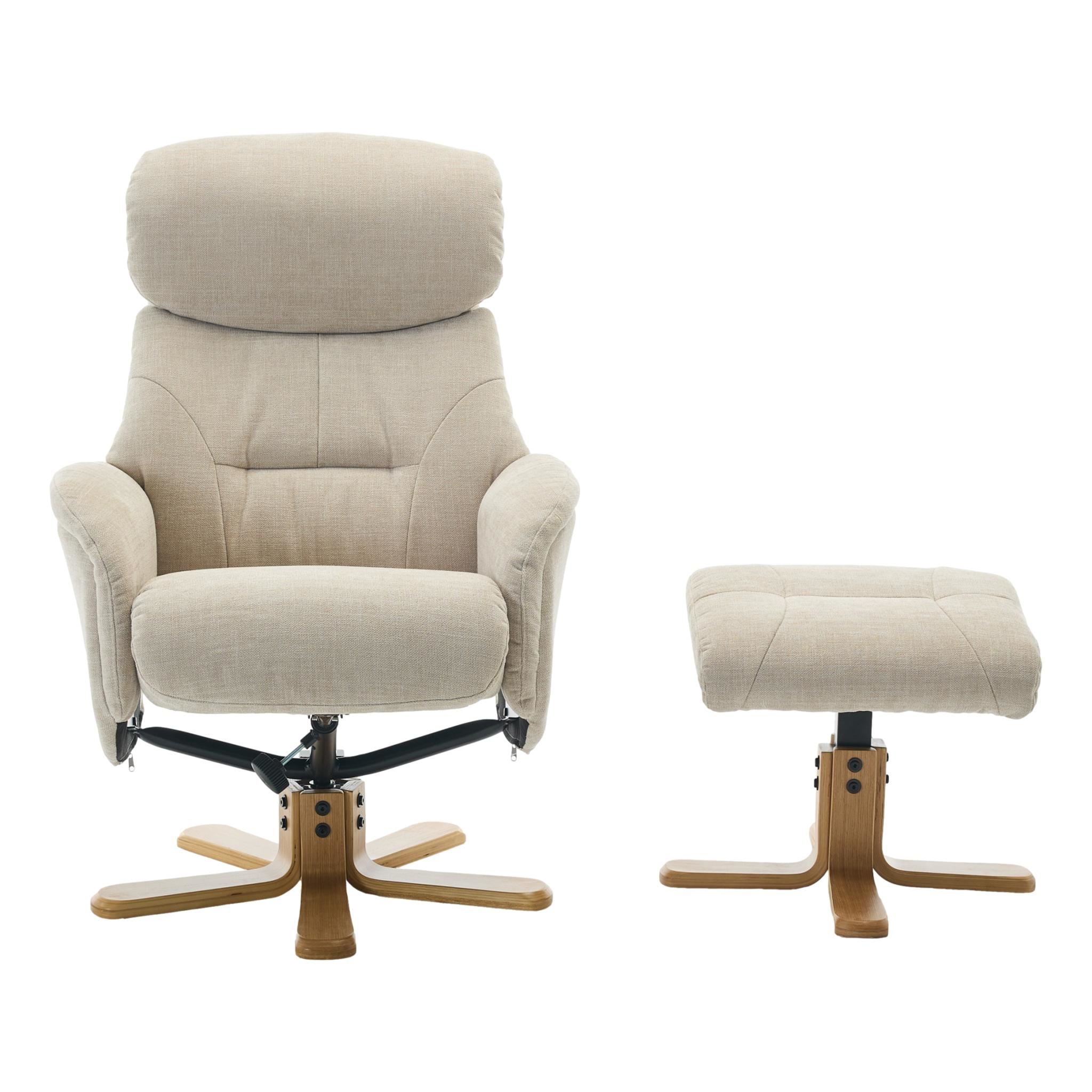 The Eden Swivel Recliner Chair & Matching Footstool  in Seashell Fabric - alternate product image