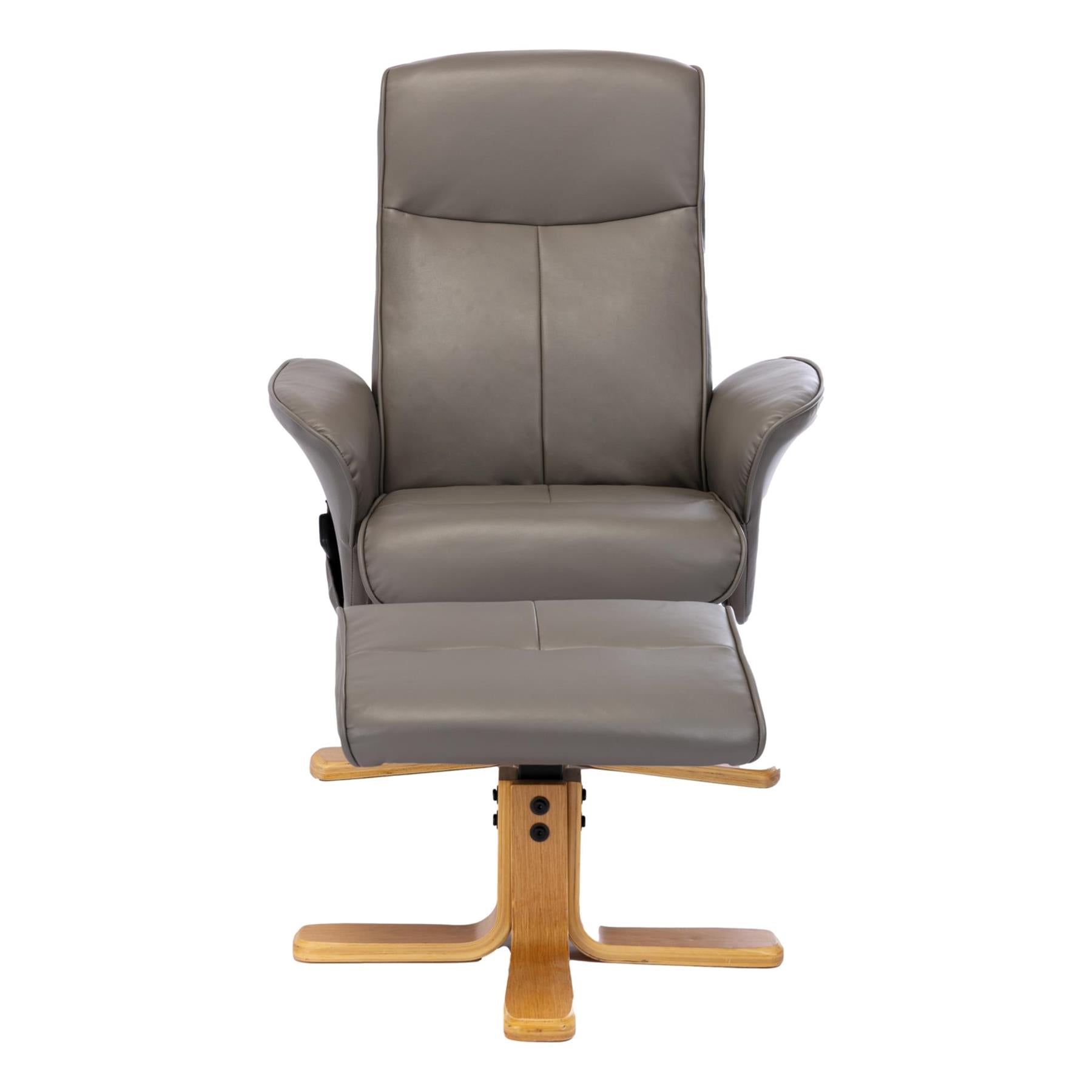 The Alexandria Swivel Recliner Chair with Heat & Massage - Grey Faux Leather - Refurbished